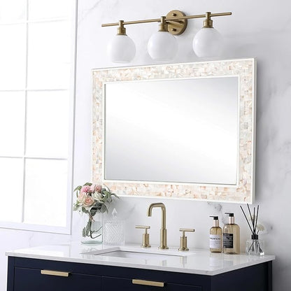 Tanmicoshomy Coastal Bathroom Mirror 24x36 Inch, Mother of PeB0FQ4SCCP3arl Inlay White Mirrors for Bathroom, Bedroom or Living Room