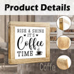 Wooden Coffee Sign Rise & Shine It's Coffee Time Farmhouse Coffees Bar Signs Rustic Wooden Sign Handmade Kitchen Wall Art Coffees Plaque for Home Office Kitchen Decoration 5.9x5.9 inches