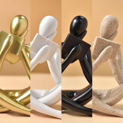 Style-B Gold, Creative Abstract Thinker Bookend for Home Aesthetic, Study, and Wine Cabinet – Stylish Shelf Decor Accent and Thoughtful Gift for Living Room, Bar, or Coffee Shop