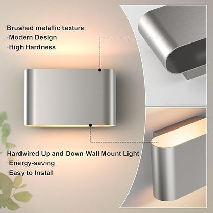 Aipsun Nickel Modern LED Wall Sconces 4 Packs Indoor Wall Lights Hardwired Up and Down Wall Mount Light for Living Room Bedroom Hallway Corridor Conservatory Warm White 3000K(with G9 Bulbs)