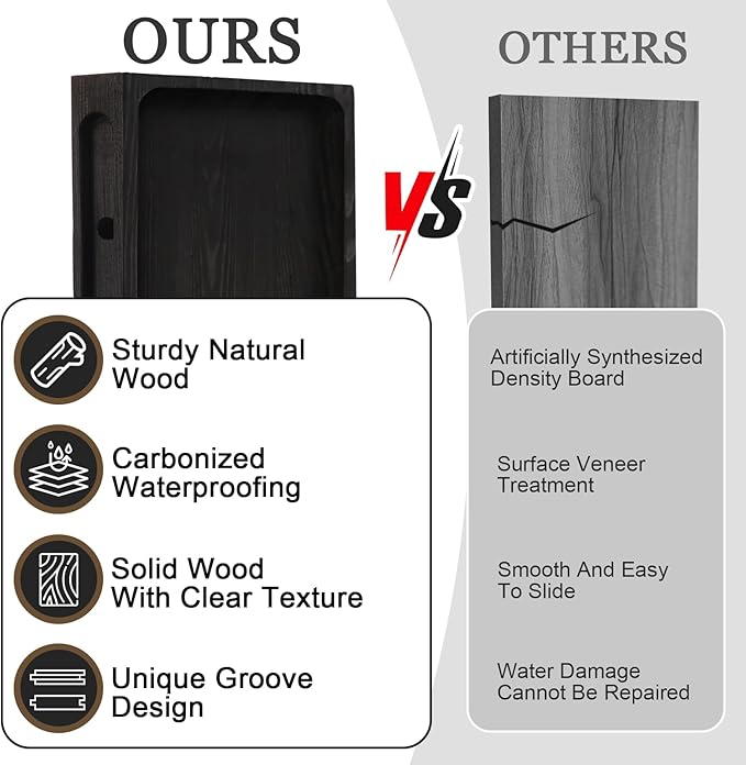 Solid Wood Floating Shelves for Wall 24 inch Bathroom Hanging Wall Shelves Set of 2 for Living Room Bedroom Kitchen Farmhouse 24x6.7 inch - Black