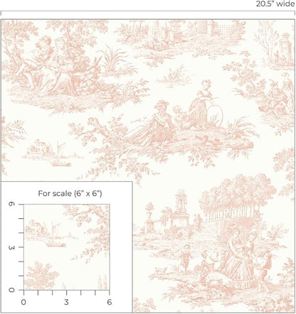NextWall Chateau Toile Peel and Stick Wallpaper (Blush)