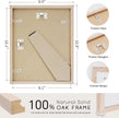 puthiac 8x10 Solid Oak Wood Picture Frame, Fits 6x8 with Mat or 8x10 Without Mat, Wall or Tabletop Display with Stand, Vertical or Horizontal, Plexi Front, 1 Pack, Natural Oak