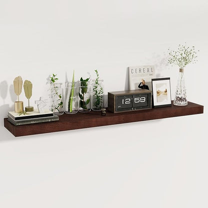 fuqing Floating Shelves for Wall - 48 Inch Mahogany Wall Shelves Set of 1-48 Inch Wide x 9.3 Inch Deep x 1.6 Inch Thick Wooden Shelves for Room Decor & Storage