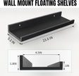 LaVie Home 23.6-Inch Black Floating Shelves for Wall Storage Set of 4 - Modern Minimalist Picture Ledge Shelf Wall Decor for Kitchen, Bedroom, Bathroom, and Living Room