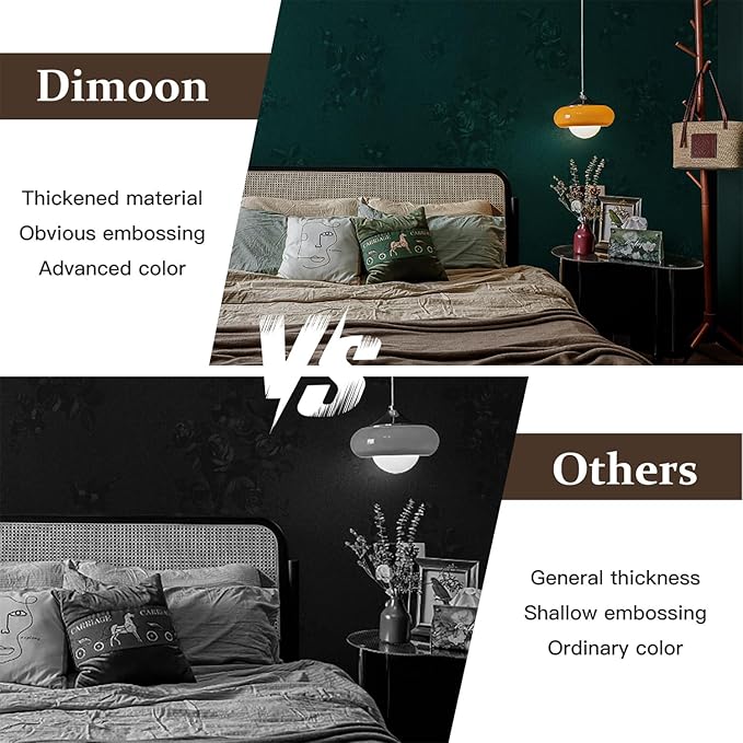 Dimoon 17.7''x78.7'' Green Peel and Stick Wallpaper Gothic Floral Wall Paper Contact Paper Closeout Renter Friendly Modern Self Adhesive Damask Cabinet Vinyl Roll(78.7''x17.7'', Green Floral Textured)