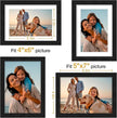 Vittanly 5x7 Picture Frame Set of 4, Display Pictures 4x6 with Mat or 5x7 without Mat, Engineered Wood with Shatter Resistant Plexiglass, Small Photo Frames for Wall or Tabletop Display, Black