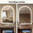 Sweetcrispy 24“×36” LED Bathroom Backlit Mirror with Lights, Arched Vanity Mirror with Anti-Fog, Dimmable, 3-Color Light, Memory Function, Tempered Glass