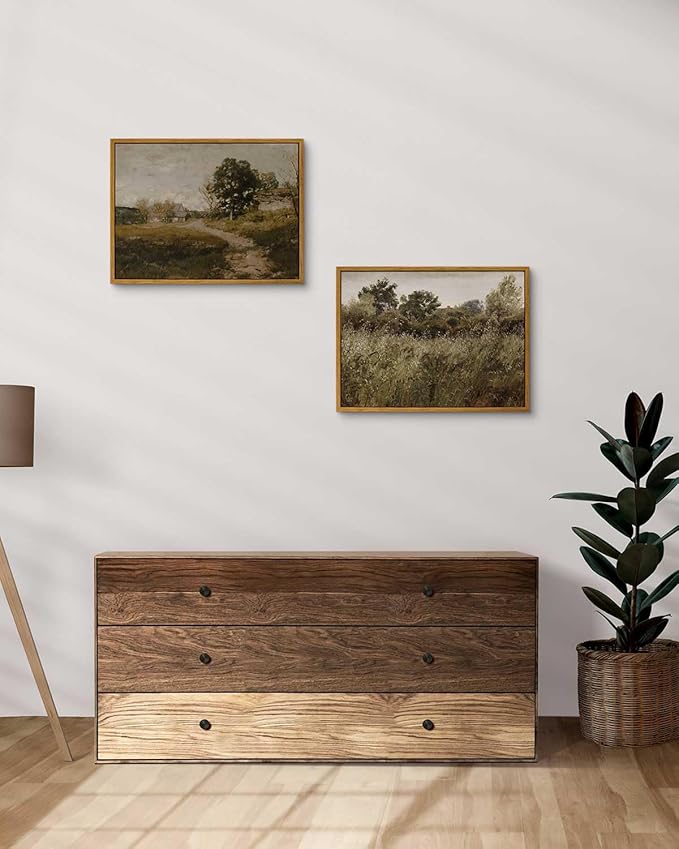InSimSea Framed Canvas Wall Art Decor, Vintage Countryside Decor for Living Room Bedroom, Eathry Moody Art, Painting for Bathroom Office Hallway Room, 12