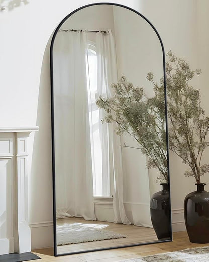 Antok Arched Full Length Mirror, 76"x34" Black Metal Frame Floor Mirror for Bedroom Living Room, Freestanding/Wall Mount/Leaning