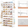 LANTEFUL 11 Tiers Tall Shoe Rack Holds 55 Pairs of Shoes with 18pcs Hooks Sturdy Wide Shoe Organizer Storage Free Standing Metal Shoe Shelf for Closet, Entryway White