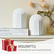 Decorative Bookends for Shelves, Set of 2 Book Ends for Heavy Books, Layered Arch Design White Bookend