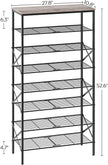 8 Tier Shoe Rack, Shoe Storage Organizer, Large Capacity Shoe Shelf Holds 32 Pairs of Shoes, Sturdy and Stable, for Entryway, Hallway, Closet, Dorm Room, Greige and Black SS08BG