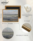 InSimSea Framed Canvas Print Art, Vintage Coastal Beach Landscape Painting, Rustic Farmhouse Cottage Decor for Hallway Wall Floating Shelf Desk Vanity Fireplace,10x8in, Neutral Tones