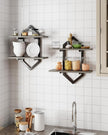Floating Shelves, Set of 2 Wall Shelf, Wall Mounted Decorative Shelves, 2-Tier Modern Geometric Hanging Storage Shelf for Living Room, Bedroom, Kitchen, Office, Study (Greige + Black)