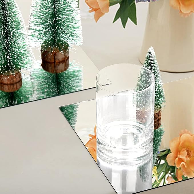 Suwimut Set of 16 Square Mirrors for Centerpieces, 8 x 8 Inch Mirror Tray Candle Plate Wall Mounted Mirrors, Frameless Glass Mirror Tiles for Table Wedding Centerpieces, Party Decor, Crafts
