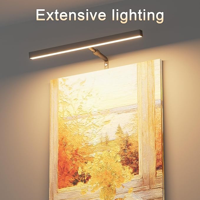 Plug in Picture Lights for Wall, 16 inch Dimmable LED Art Light with Remote, 3 Colour Temperature Gallery Painting Wall Light for Picture Display Dartboard Art Work (Black)