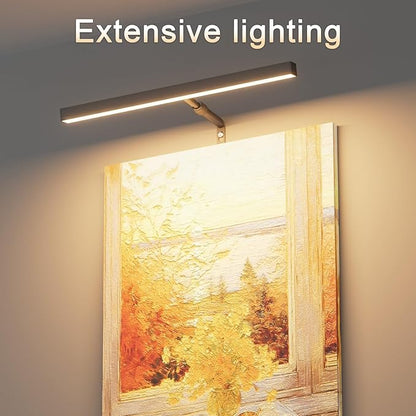 Plug in Picture Lights for Wall, 16 inch Dimmable LED Art Light with Remote, 3 Colour Temperature Gallery Painting Wall Light for Picture Display Dartboard Art Work (Black)