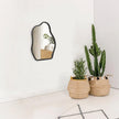 Asymmetrical Wall Mirror with Wood Frame Irregular Modern Hanging Mirror for Wall for Vanity Living Room Bedroom Bathroom Entryway Hallway Modern Unique Decorative Artistic Mirror