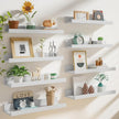 Heimlove 24 inch Picture Ledge Shelf Set of 8,Long Floating Shelves for Wall,White Picture Shelf with Lip for Wall Decor,Living Room Bedroom Bookshelf Photo Frames Nursery Book Shelves for Storage