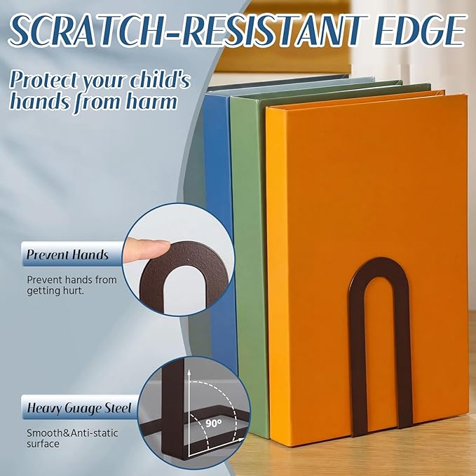 Chunful 12 Pcs Modern Metal Book Ends for Shelves Decorative Small Bookends Book Shelf Organizer Minimalist Design Stopper to Hold Books for Home Office (Bronze,5.5 * 3.75 * 2.25inch)
