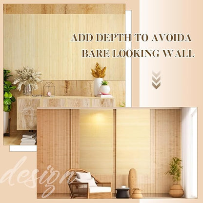 Juexica 2 Pcs Natural Bamboo Wall Panel for Interior Wall 48''x96'' Bamboo Covering Renewable Pole Wainscoting Room Divider Wrap Decor for Bedroom Living Room Kitchen Island Office (Raw)