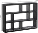 MyGift 9 Compartment Vintage Solid Wood Shadow Box, Wall Mountable Curio Display Case, Freestanding or Floating Shelf for Collectible Figurines, Succulents (Matte Black)