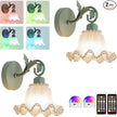 Battery Operated Wall Sconce Set of 2,Wireless Rechargeable Wall Lights with 5400mAh Bulbs & Remote & Timer,9 RGB and 3CCT Dimmable Wall Lamp for Bedroom,Living Room,Hallway Wall Decor(Green)