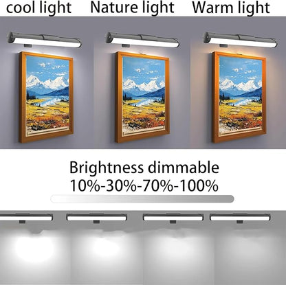 MIOBLUE Picture Light Battery Operated, 13.8in Wireless Art Light for Paintings, Dimmable 4400mAh Recharging Battery Display Light with Remote Control for Wall, Gallery Dartboard Art Bedroom