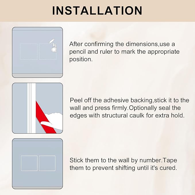 2 Set of 24" x 24" Pre-Cut Accent Wall Molding Trim Kit, Peel and Stick Premade Wainscoting Panels for Interior Decoration, Ready to Assemble Chair Rail Moulding