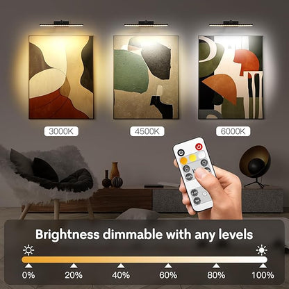 Picture Light for Wall 5200mAh Rechargeable and Battery Operated 2in1,Painting Lights for Art Display Gallery,Rotatable Dimmable Timer/Lighting up Pictures Poster Frame Dartboard in Room Hallway