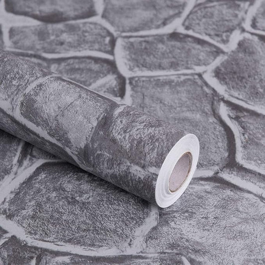 Okydoky Grey Stone Peel and Stick Wallpaper, 17.7" x 394", Removable Film Textured Wallpaper Self-Adhesive, Home Decor for Room Kitchen Wall Cabinet Vinyl Roll NO.101-1