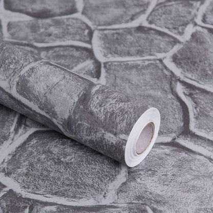 Okydoky Grey Stone Peel and Stick Wallpaper, 17.7" x 197", Removable Film Textured Wallpaper Self-Adhesive, Home Decor for Room Kitchen Wall Cabinet Vinyl Roll NO.101-5