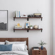 YGEOMER Floating Shelves for Wall, Different Sizes Walnut Red Brown Wall Shelves for Living Room, Bathroom, Bedroom, Kitchen, Home Decor (Set of 4)