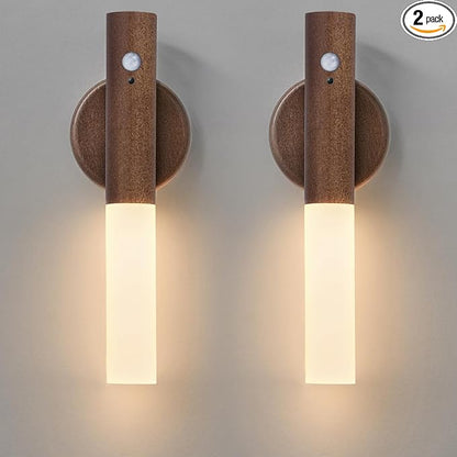 Montford Wall Sconces Set of Two Battery Operated, Motion Sensor Night Light Magnetic Wall Light Rechargeable Wall Sconce, Peel and Stick Sconce Lights for Hallway