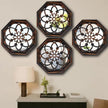 2-Piece Octagon Wall-Mounted Mirrors,Vintage Farmhouse Mirror for Wall Decor,Caramel Color Decorative Accent Mirror for Foyer, Bathroom, Bedroom. (12”x12”)
