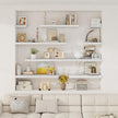 Fun Memories Small Floating Shelves for Wall - 8 Inch Square Wall Shelves with Invisible Brackets, White Shelves for Bathroom, Living Room, Bedroom, and Kitchen Decor, Set of 3