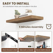 24 Inch Floating Shelves, 12 Inch Deep Floating Shelves for Wall, Floating Shelf with Invisible Brackets, Deep Shelves for Bathroom, Bedroom, Living Room, 2 Pack, Brown