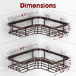 Corner Shower Caddy - 2 Pack, Adhesive Shower Organizers, Rustproof Stainless Steel Shower Shelves with 8 Hooks, No Drilling Bathroom Organizers and Storage Racks, Space-Saving, Brown, Medium