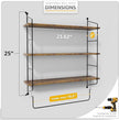 Sorbus 3-Tier Floating Bathroom Shelves for Wall - Wood Wall Storage for Towels, Over The Toilet Storage Cabinet, Gaming Floating Shelves, Bathroom Accessories, and Home Decor (Brown)