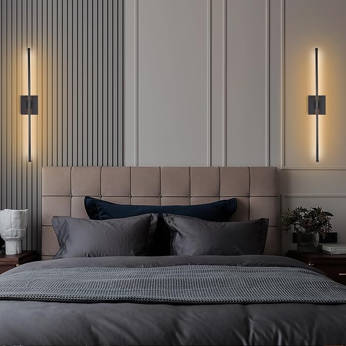 Modern LED Wall Sconces, Hardwired Wall Sconces, 3000K Warm Light Wall Lamp,Black Wall Light Fixtures for Living Room, Bathroom, Bedroom