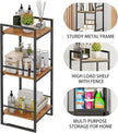 BYFU 3 Tier Bathroom Storage Open Shelf, Freestanding Metal Corner Storage Rack Shelving Unit for Bathroom Kitchen Living Room Hallway, Rustic Brown
