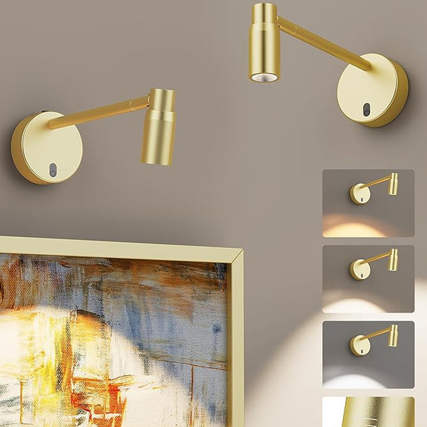Zoomable Picture Light for Wall, Battery Operated Art Light for Paintings CCT Dimmable Spotlight for Wall Art Wall Light with Remote Control for Living Room Gallery Dartboard Bathroom Light Gold