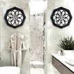 2-Piece Octagon Wall-Mounted Mirrors,Vintage Farmhouse Mirror for Wall Decor,Black Decorative Accent Mirror for Foyer, Bathroom, Bedroom. (12”x12”)