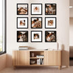 10x10 Picture Frame Set of 9, Display Pictures 8x8 with Mat or 10x10 without Mat, Multi Collage Gallery Square Photo Frames for Wall or Tabletop,Black
