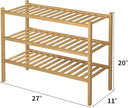 3 Tier Bamboo Shoe Rack for Closet Free Standing Wood Shoe Shelf Storage Organizer for Entryway Small Space Stackable 27