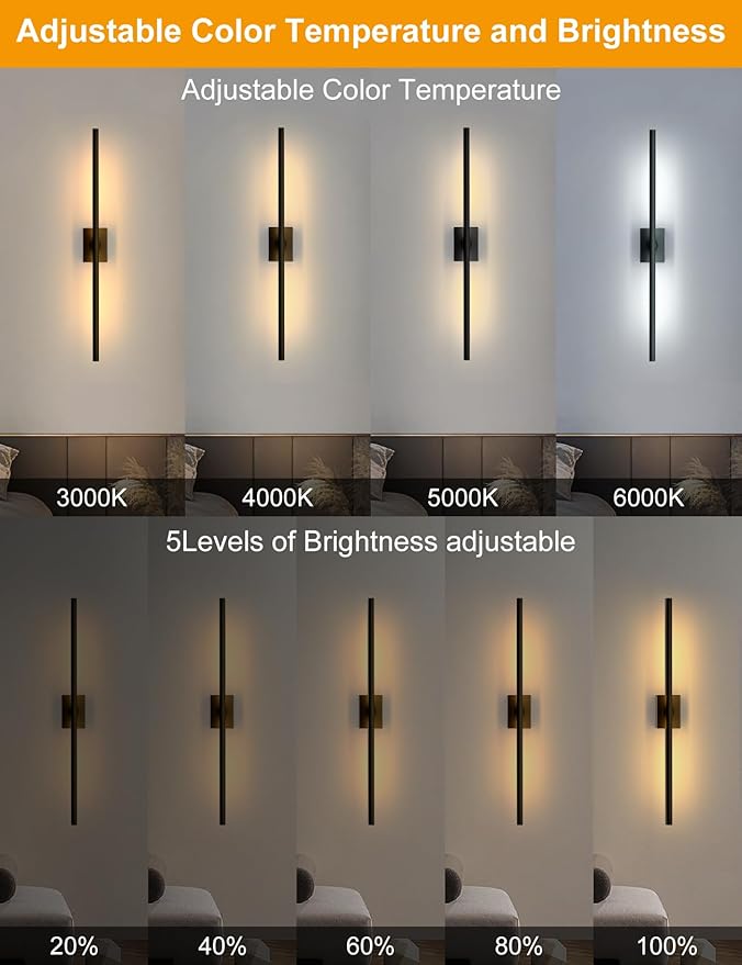 Battery Operated Wall Sconces Set of 2, 10000mAh Rechargeable Wall Lights, Easy Install 360° Rotate 3000K-6000K LED Wireless Wall Light Decor for Bedroom Living Room Hallway Picture Lighting Gallery