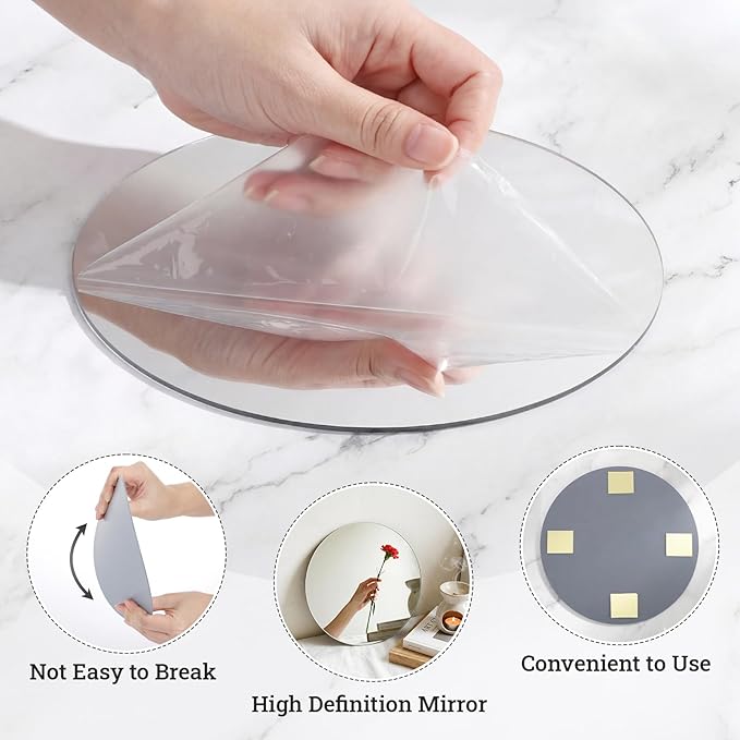 SUREAM Mirror Centerpieces for Tables, 12 Packs 8 Inch Circle Mirror, Centerpiece Base for Wedding Table Wall Party Decorations, 2mm Thick