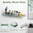 Alise Bathroom Shelf Wall Mounted, Brushed Nickel Large Capacity Glass Shelf for Bathroom, 24 inch