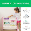 Humble Crew 4-Tier Kids Bookshelf, Pink/White - Premium Book Shelf for Kids Rooms with Four Deep Pockets - Toddler Sling Book Rack with Deep Sleeves, Nursery Bookcase Organize